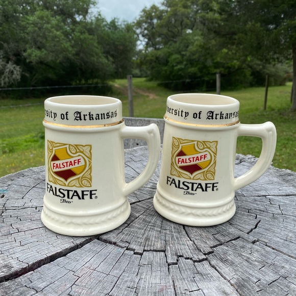 1970’s University of Arkansas Falstaff Beer Mugs - Picture 5 of 6